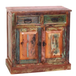 Discount Wohnen 80x80x40 Shabby Chic Kommode in Braun Bunt - Jamaica