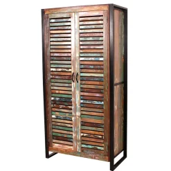 Clearance Wohnen 90x180x45 Shabby Chic Schrank mit 2 Lamellentüren - Vosbadus