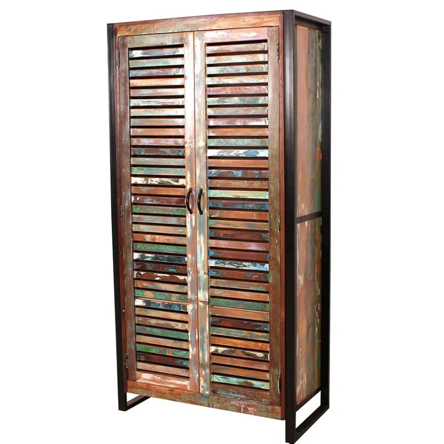Clearance Wohnen 90x180x45 Shabby Chic Schrank mit 2 Lamellentüren - Vosbadus