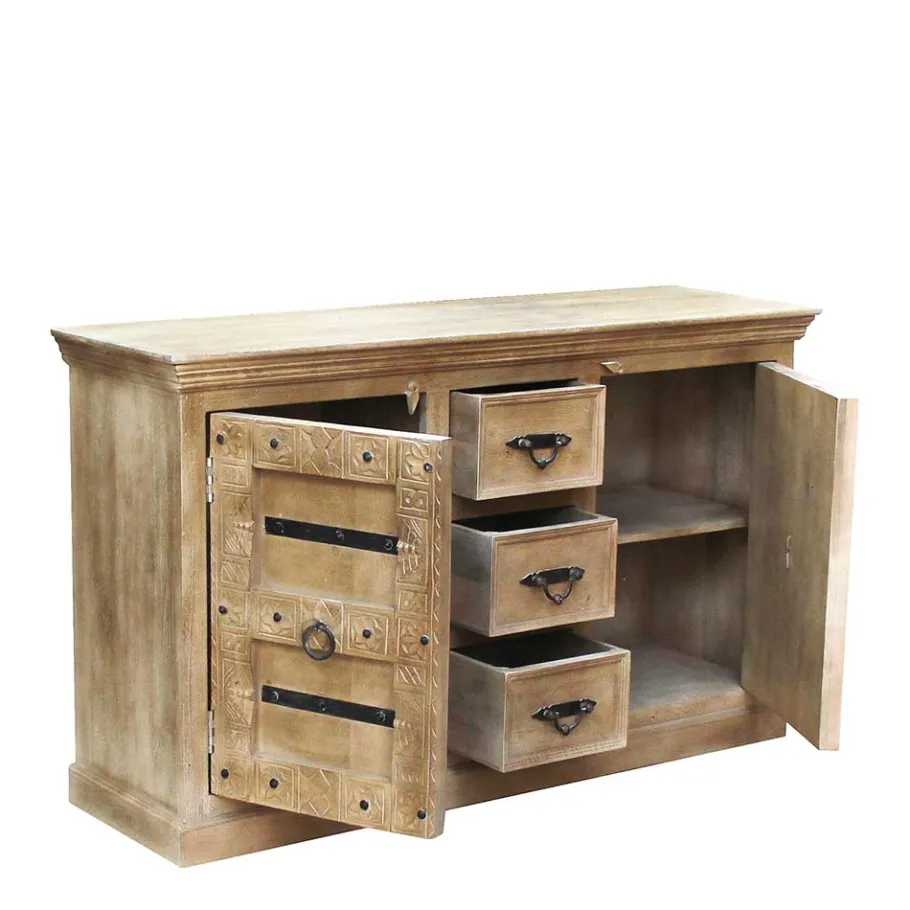Hot Wohnen 150x90x45 Shabby Chic Sideboard in Grey Wash - Abid
