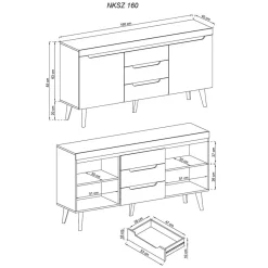 New Wohnen 160x83x40 Sideboard im Skandi Chic modern - Olcian