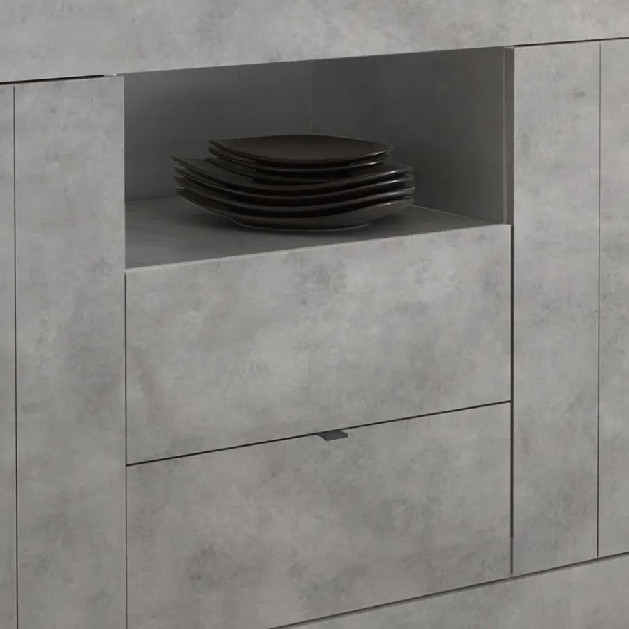 Discount Wohnen 184x86x43 Sideboard in Beton Nachbildung - Lary