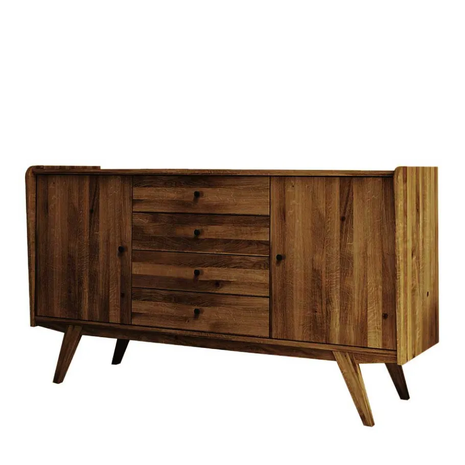 Online Wohnen 160x90x50 Sideboard in Nussbaumfarben lackiert - Nadelle