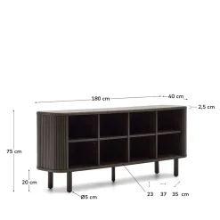 Wohnen 180x75x40 Sideboard in Schwarzbraun Esche - Tadaco