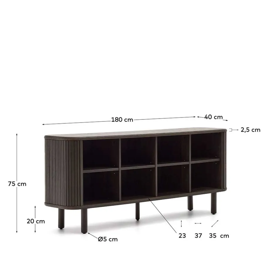 Wohnen 180x75x40 Sideboard in Schwarzbraun Esche - Tadaco