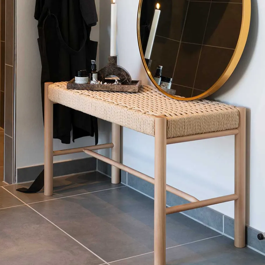Sale Wohnen 80x45x35 Sitzbank aus Kordel Geflecht - Vanadrino