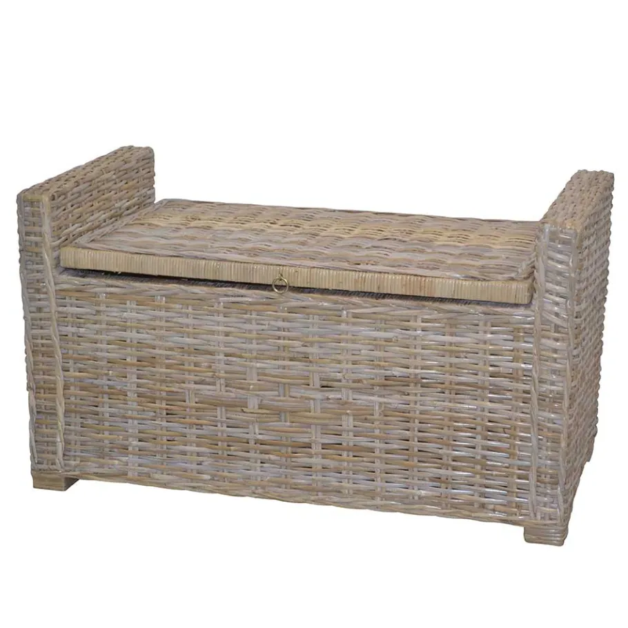 Hot Wohnen 90x51x45 Sitztruhe aus Rattan Geflecht - Oleda