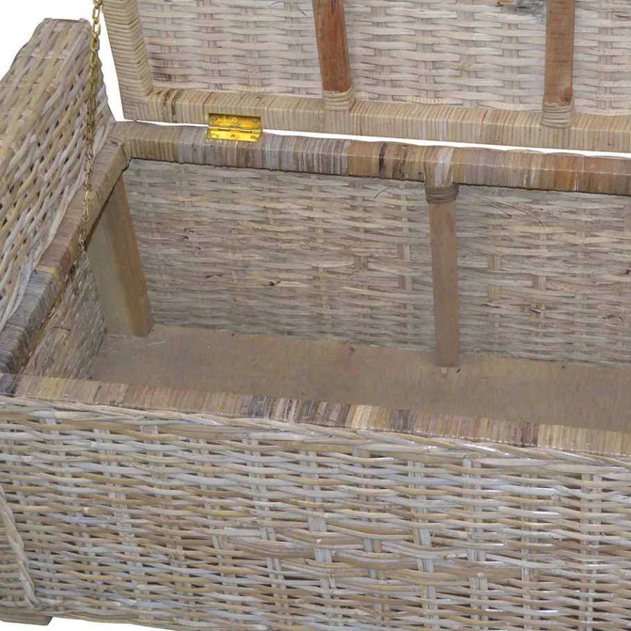 Hot Wohnen 90x51x45 Sitztruhe aus Rattan Geflecht - Oleda