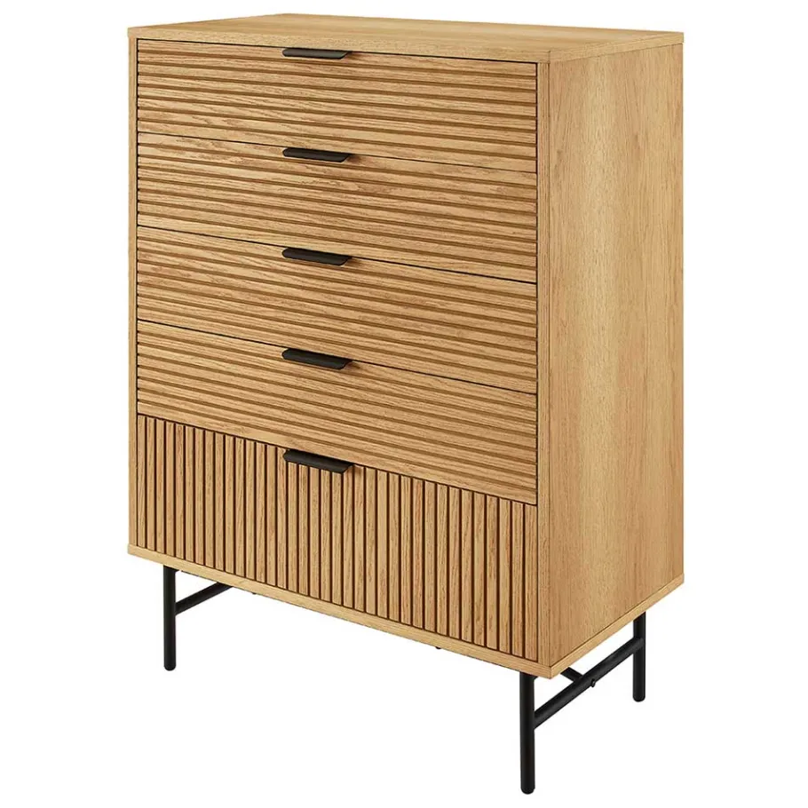 Sale Wohnen 80x113x40 Skandi Hochkommode in Eiche - Piassona