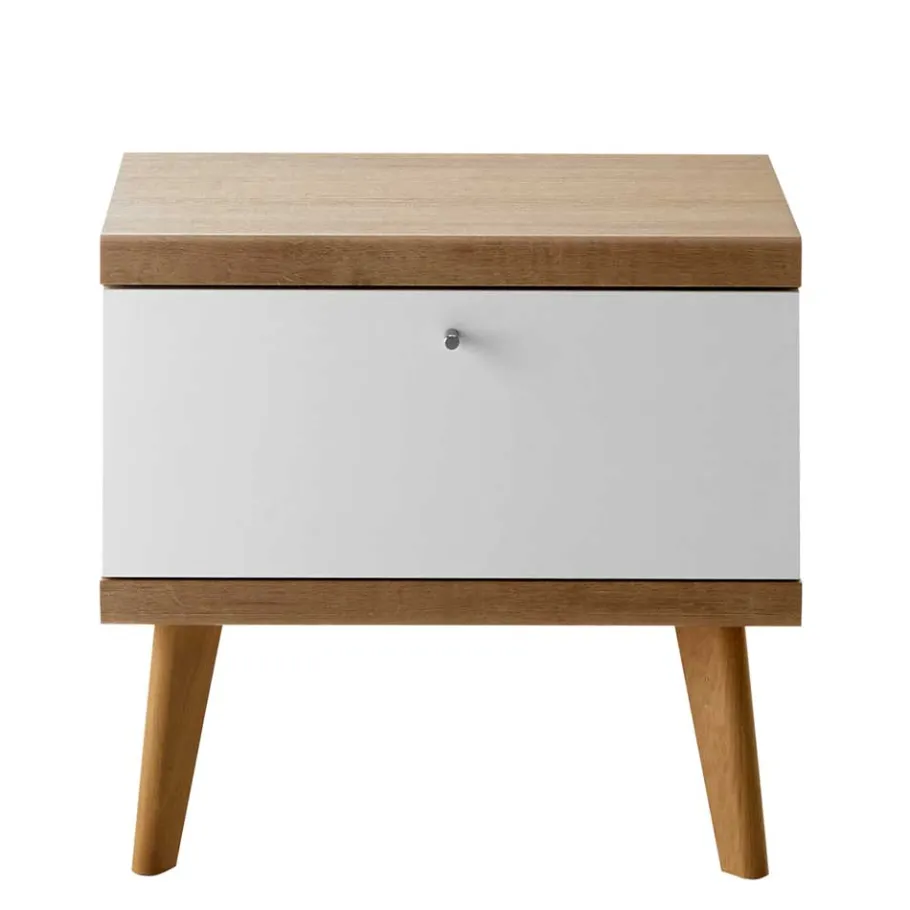 Outlet Wohnen 54x50x40 Skandi Nachtkommode mit Klappe - Cablos