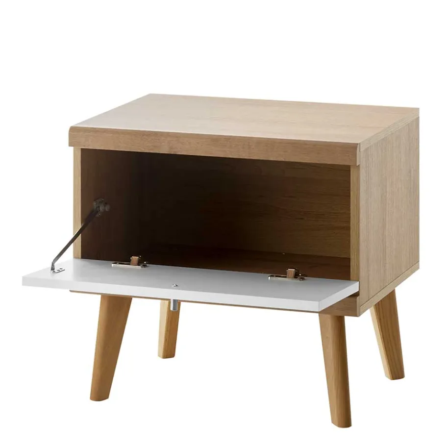 Outlet Wohnen 54x50x40 Skandi Nachtkommode mit Klappe - Cablos