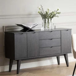 Clearance Wohnen 150x85x40 Skandi Sideboard in Eiche Dunkelbraun - Lomarios