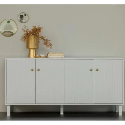 New Wohnen 160x78x46 Skandi Sideboard 4-türig in Grau - Huvina