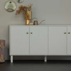 New Wohnen 160x78x46 Skandi Sideboard 4-türig in Grau - Huvina