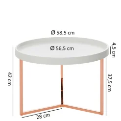 Online Wohnen 59x42x59 Sofatisch in Weiß & Kupfer - Mamoud