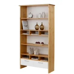 Discount Wohnen 102x188x39 Standregal in Weiß & Honig - Enjes