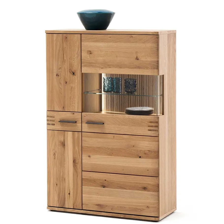 Hot Wohnen 90x136x37 Stauraumvitrine als Highboard - Crupean