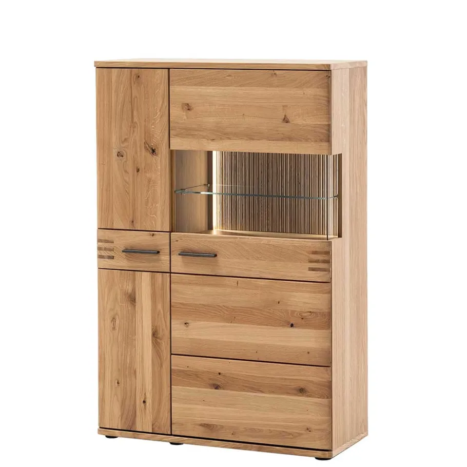 Hot Wohnen 90x136x37 Stauraumvitrine als Highboard - Crupean