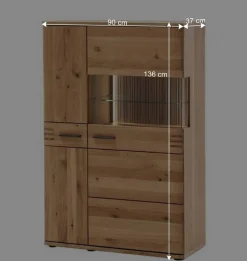 Hot Wohnen 90x136x37 Stauraumvitrine als Highboard - Crupean