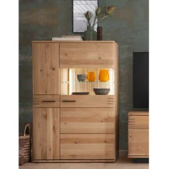 Hot Wohnen 90x136x37 Stauraumvitrine als Highboard - Crupean