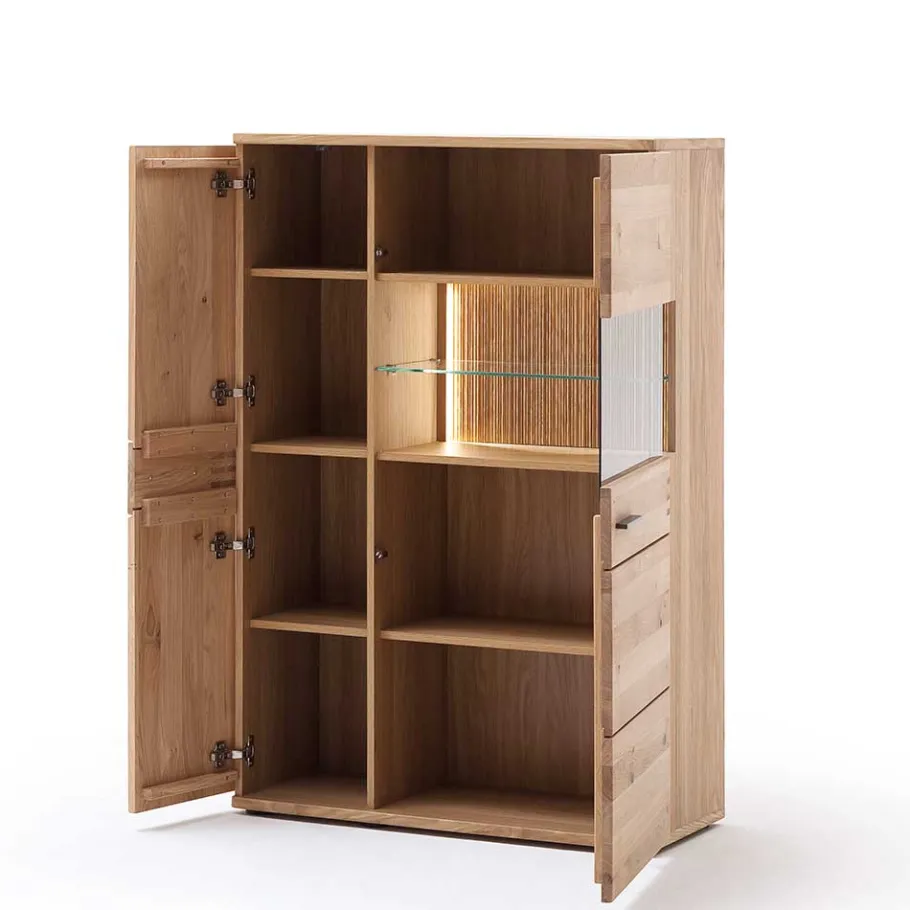 Hot Wohnen 90x136x37 Stauraumvitrine als Highboard - Crupean