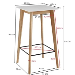 Discount Wohnen 61x110x61 Stehtisch quadratisch mit Fußablage - Soveca