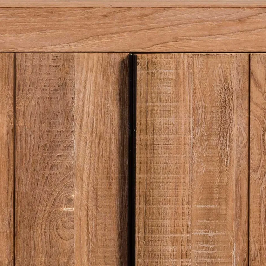 Wohnen 200x90x50 Teak Sideboard in Natur & Schwarz - Myons