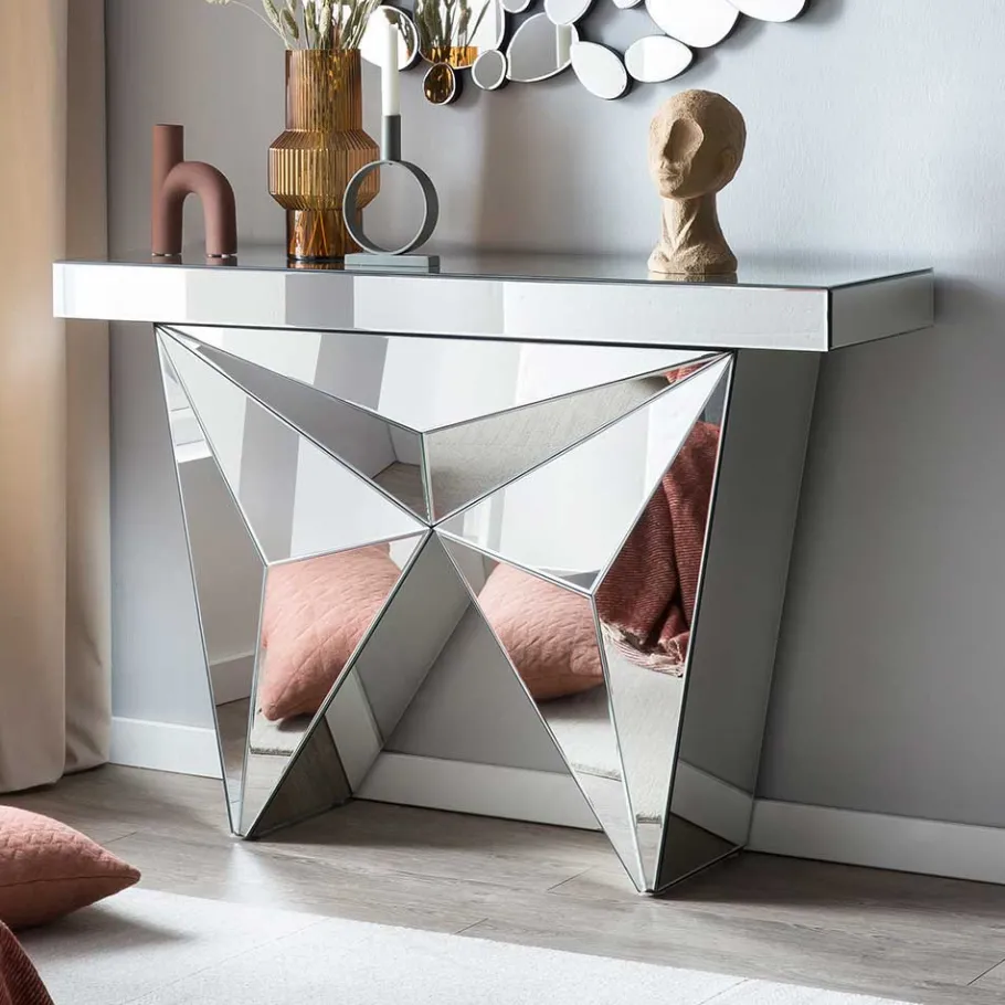 Discount Wohnen 120x81x36 Tischkonsole aus Spiegelglas - Aknita