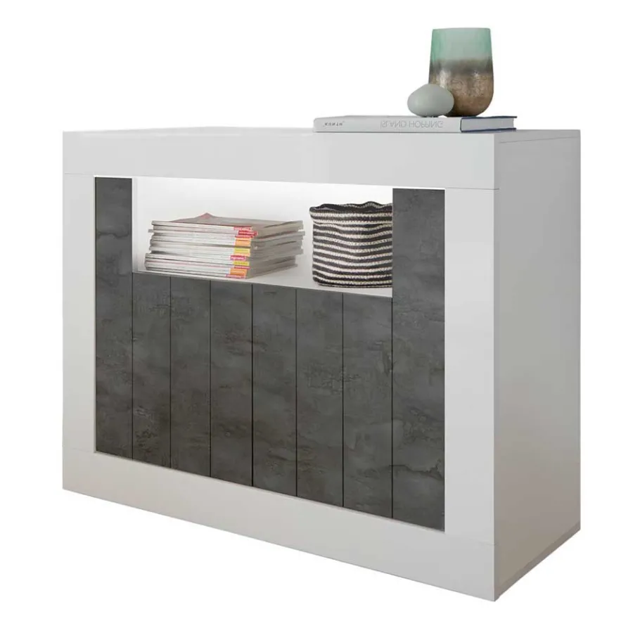 Clearance Wohnen 110x86x43 Türen Kommode in Grau Dekor - Voskala