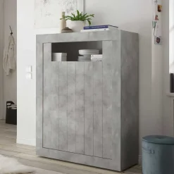 Discount Wohnen 110x144x43 Türen-Highboard in Beton Dekor - Eman