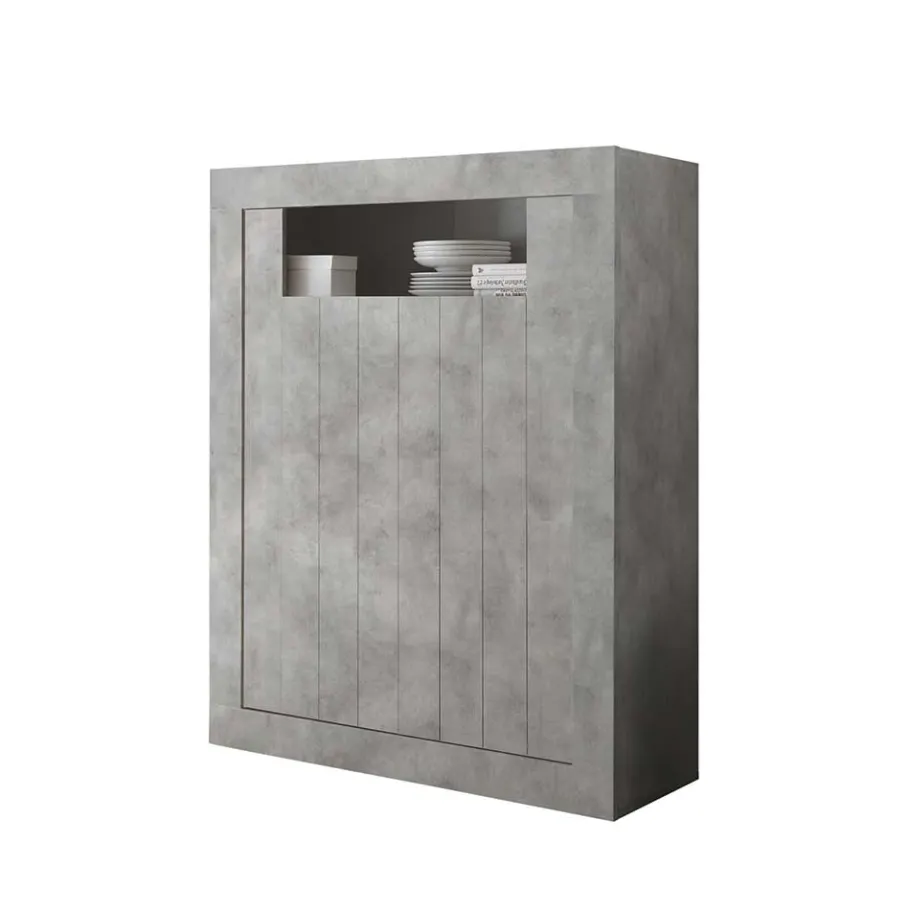 Discount Wohnen 110x144x43 Türen-Highboard in Beton Dekor - Eman