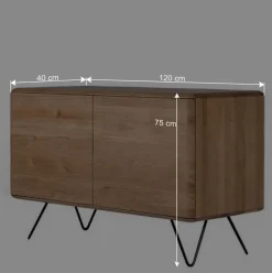 Wohnen 120x75x40 2-türige Kommode aus Eiche geschliffen - Bakaras