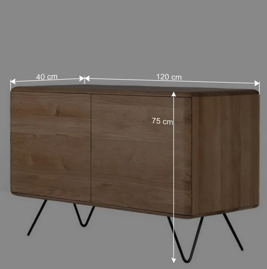 Wohnen 120x75x40 2-türige Kommode aus Eiche geschliffen - Bakaras