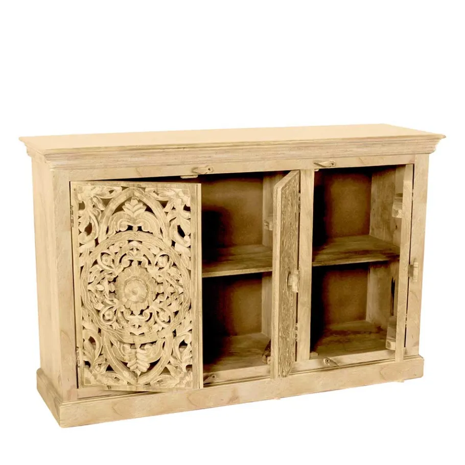 Sale Wohnen 140x90x40 3-türige Kommode mit Schnitzerei - Runiasa