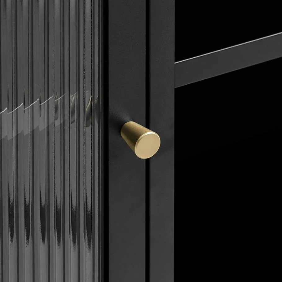 New Wohnen 110x140x40 2-türige Metallvitrine in Schwarz - Gulliver
