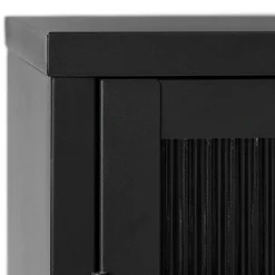 New Wohnen 110x140x40 2-türige Metallvitrine in Schwarz - Gulliver