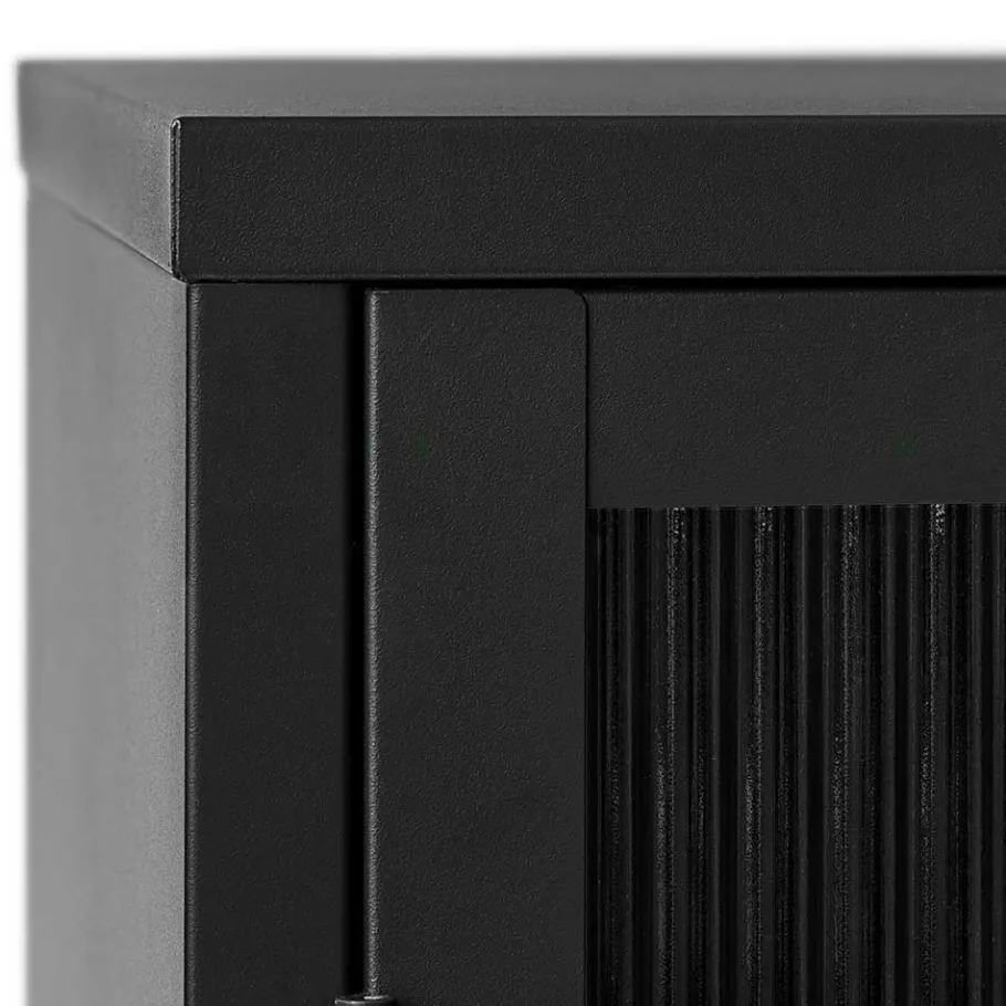 New Wohnen 110x140x40 2-türige Metallvitrine in Schwarz - Gulliver