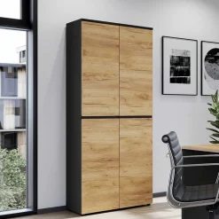 Hot Wohnen 80x197x40 2-türiger Aktenschrank in Wildeiche Optik - Contrage