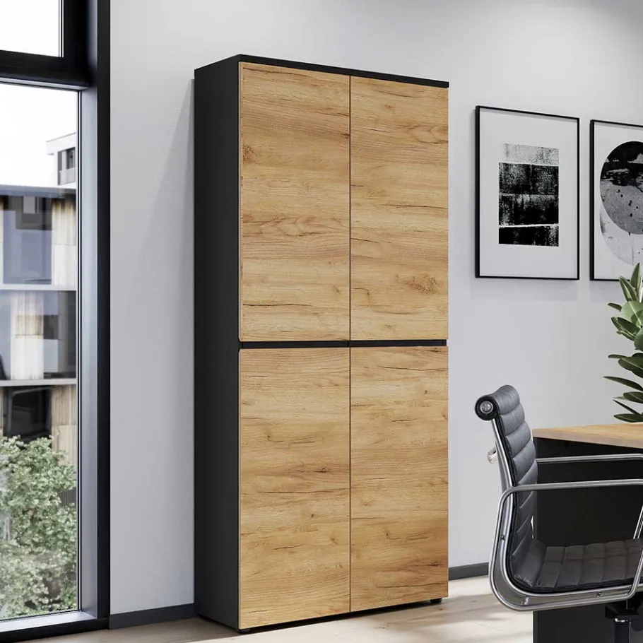 Hot Wohnen 80x197x40 2-türiger Aktenschrank in Wildeiche Optik - Contrage