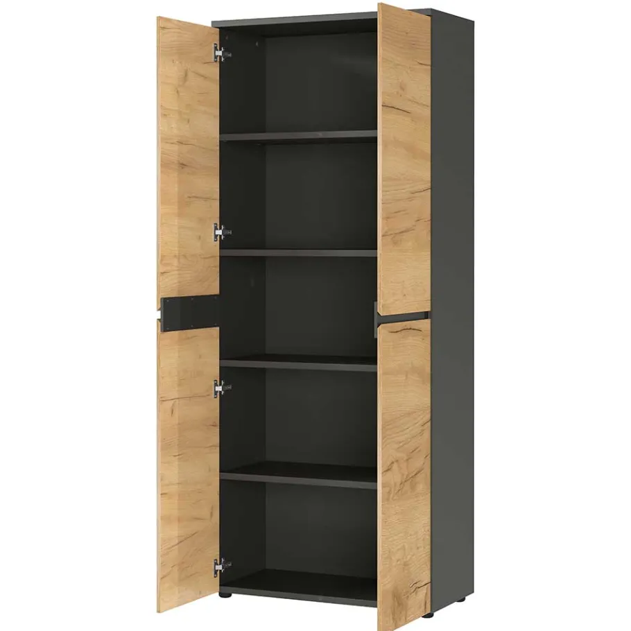 Hot Wohnen 80x197x40 2-türiger Aktenschrank in Wildeiche Optik - Contrage