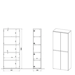 Hot Wohnen 80x197x40 2-türiger Aktenschrank in Wildeiche Optik - Contrage
