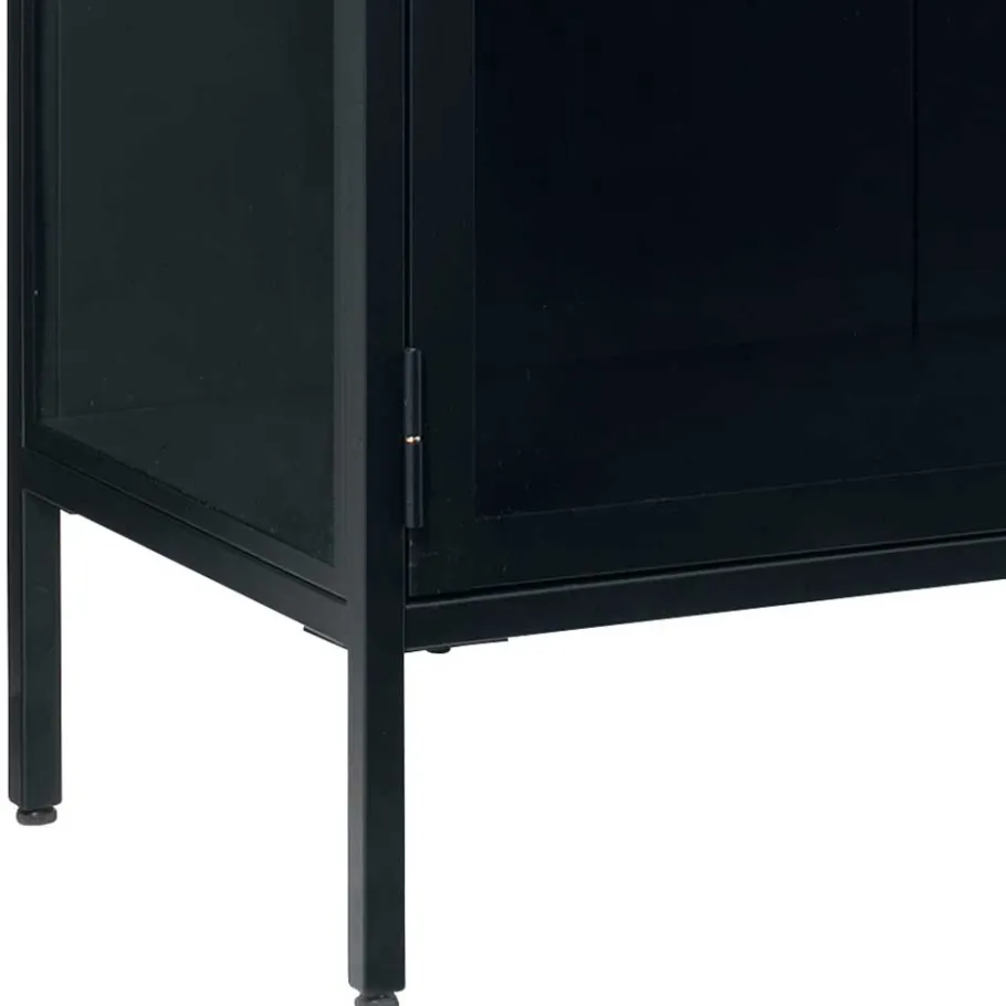 Outlet Wohnen 90x85x40 2-türiger Schrank aus Glas & Metall - Butoaie