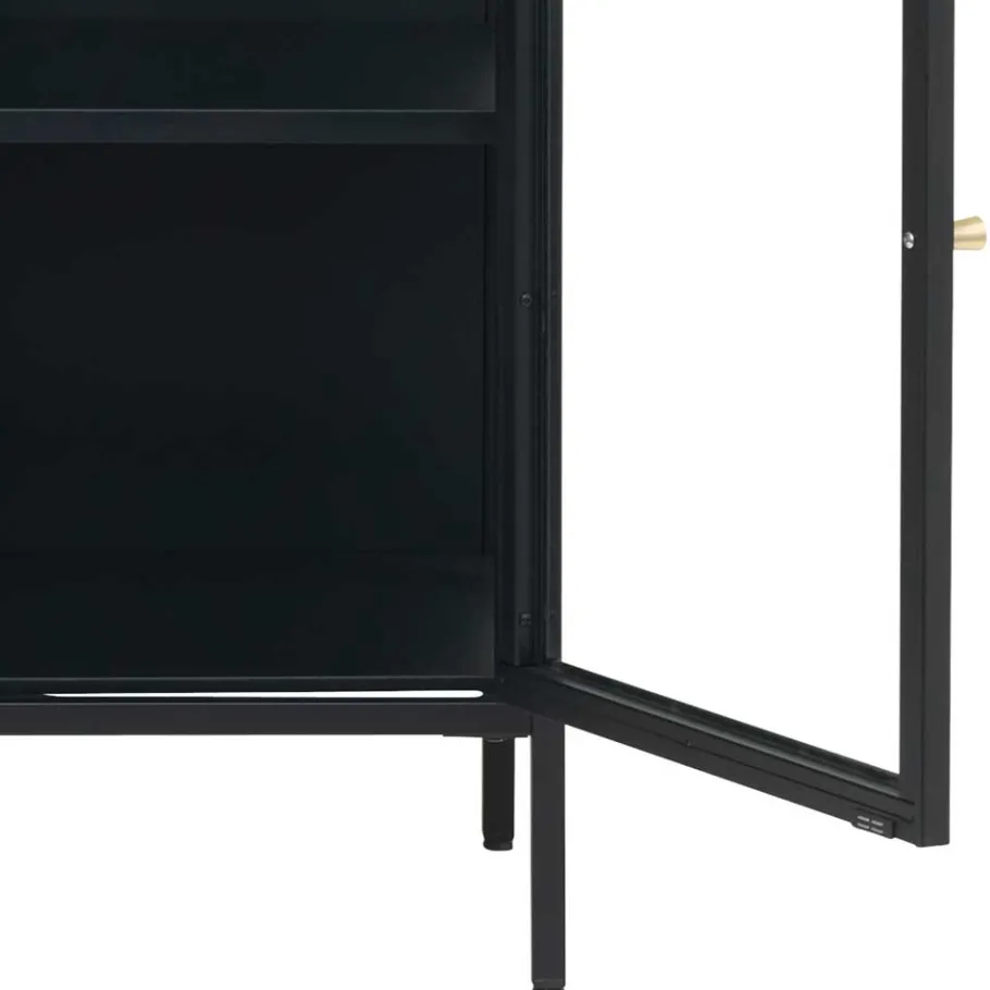 Outlet Wohnen 90x85x40 2-türiger Schrank aus Glas & Metall - Butoaie