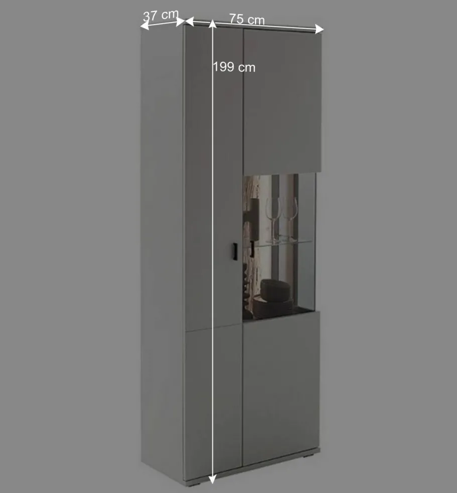 Online Wohnen 75x199x37 2-türiger Wohnzimmerschrank modern - Apulco