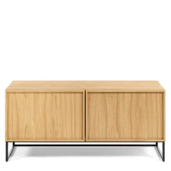 Outlet Wohnen 112x51x42 2-türiges TV Lowboard in Eiche - Ravilon
