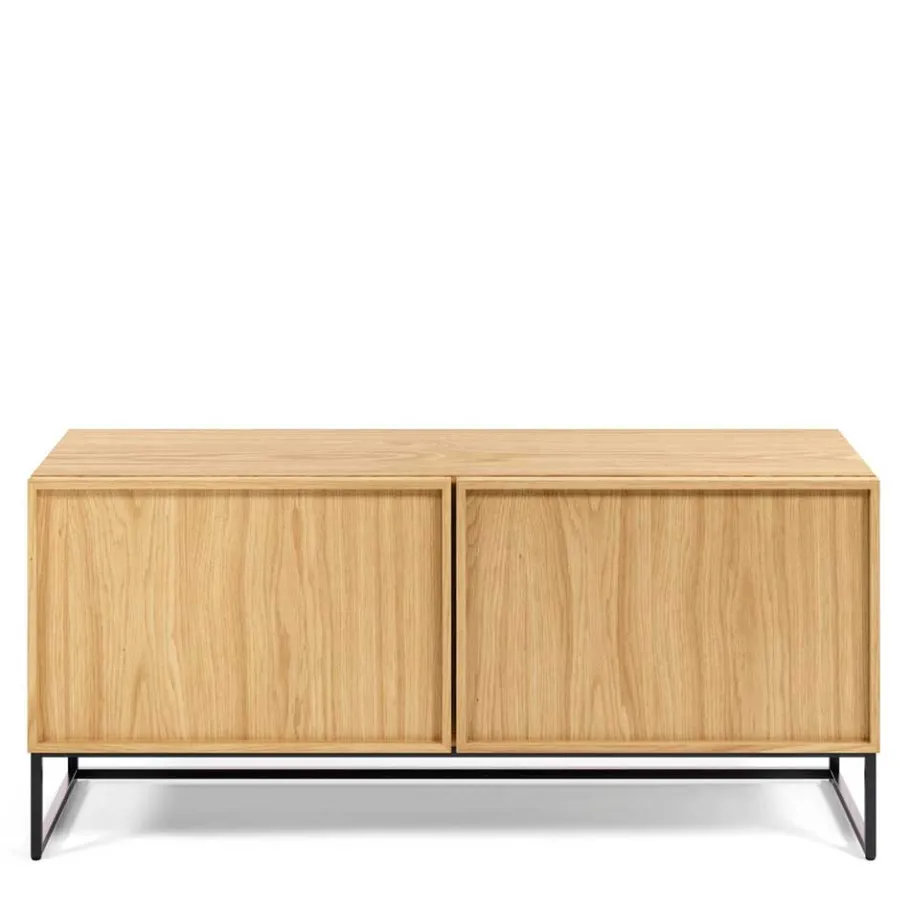 Outlet Wohnen 112x51x42 2-türiges TV Lowboard in Eiche - Ravilon