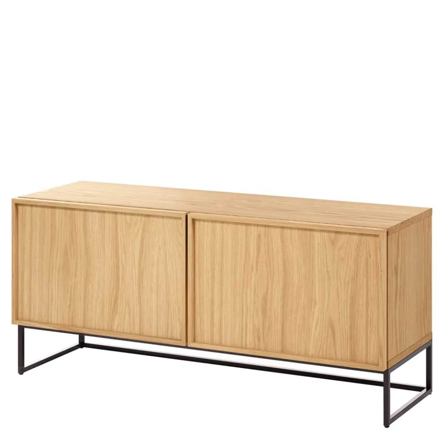 Outlet Wohnen 112x51x42 2-türiges TV Lowboard in Eiche - Ravilon