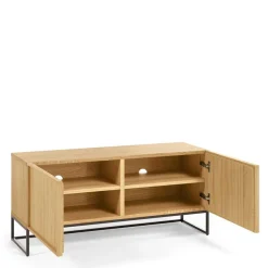 Outlet Wohnen 112x51x42 2-türiges TV Lowboard in Eiche - Ravilon