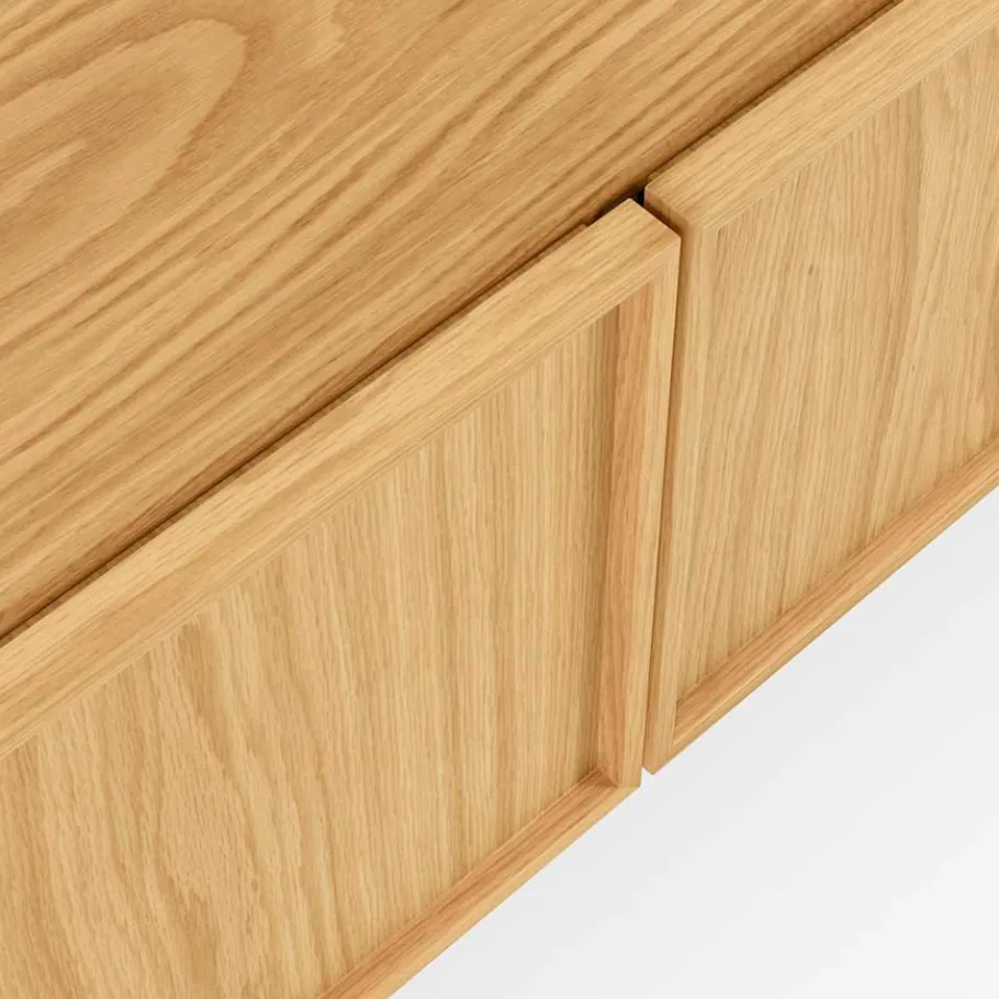 Outlet Wohnen 112x51x42 2-türiges TV Lowboard in Eiche - Ravilon