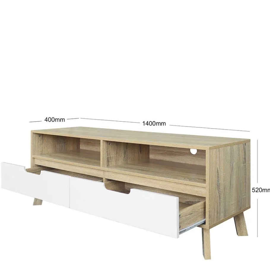 New Wohnen 140x52x40 TV Kommode im Skandi Design - Justa